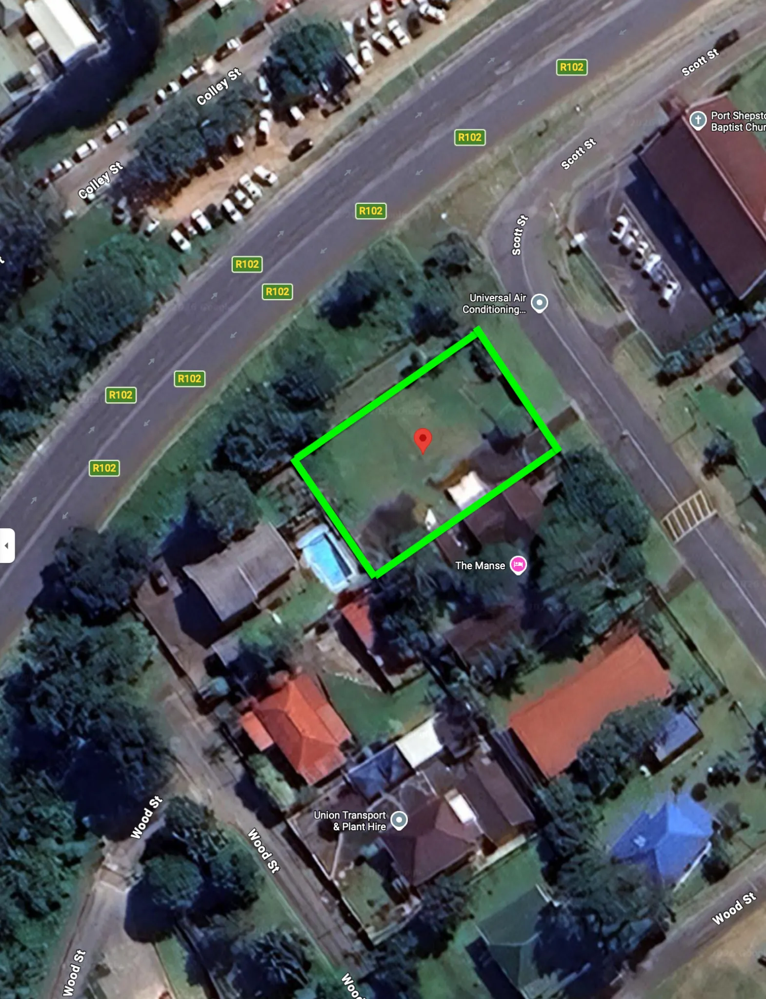 Google aerial reference of the development site